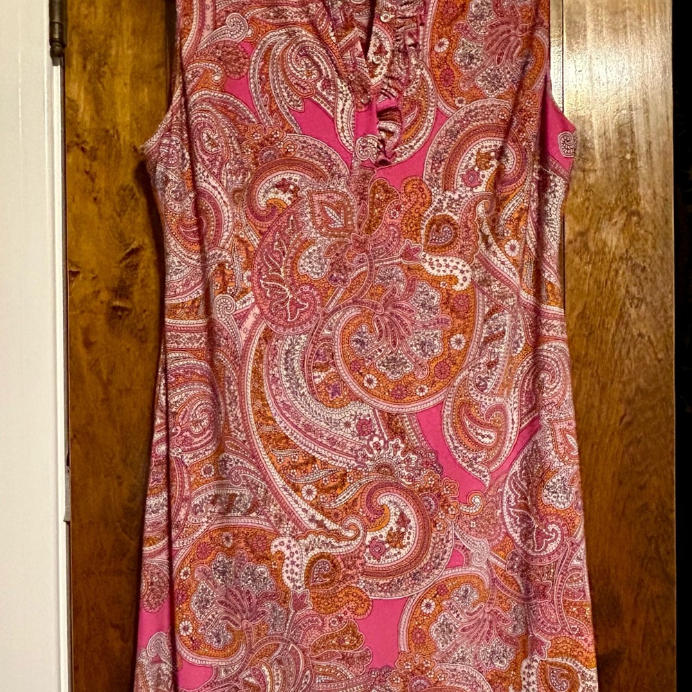 Tommy Hilfiger Vibrant Pink and Orange Paisley Midi Dress